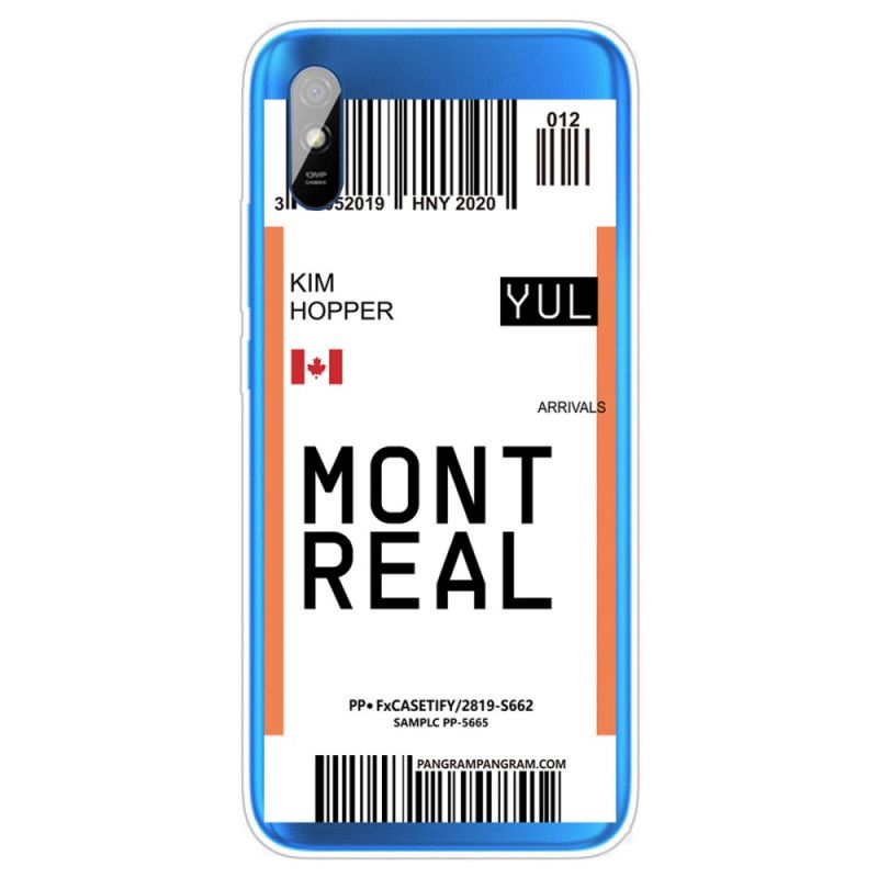 Cover for Xiaomi Redmi 9A Boardingkort Til Montreal