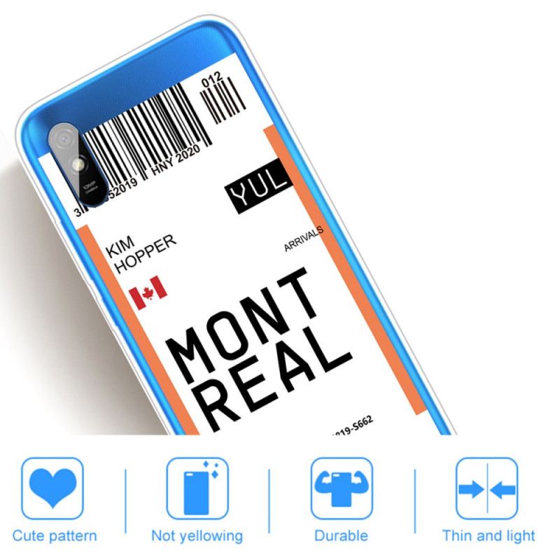 Cover for Xiaomi Redmi 9A Boardingkort Til Montreal