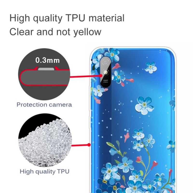 Cover for Xiaomi Redmi 9A Buket Blå Blomster