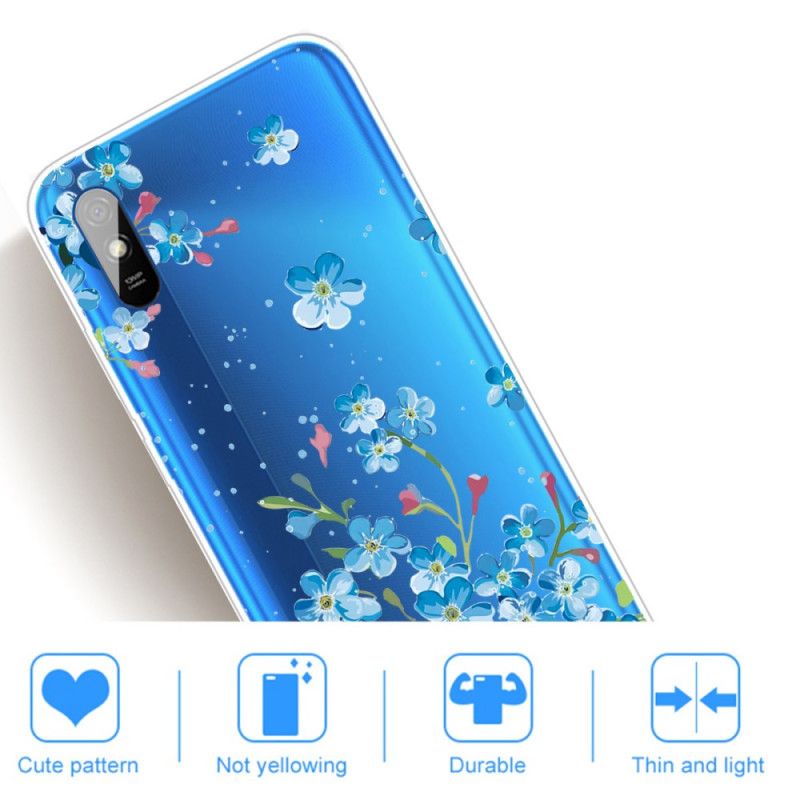 Cover for Xiaomi Redmi 9A Buket Blå Blomster