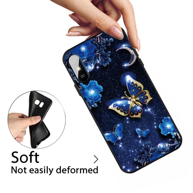 Cover for Xiaomi Redmi 9A Gylden Sommerfugl