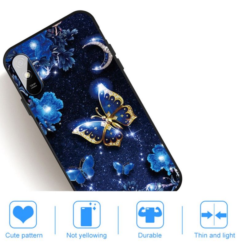 Cover for Xiaomi Redmi 9A Gylden Sommerfugl