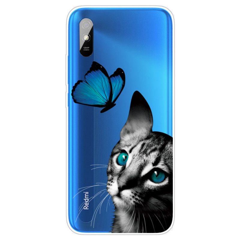 Cover for Xiaomi Redmi 9A Kat Og Sommerfugl