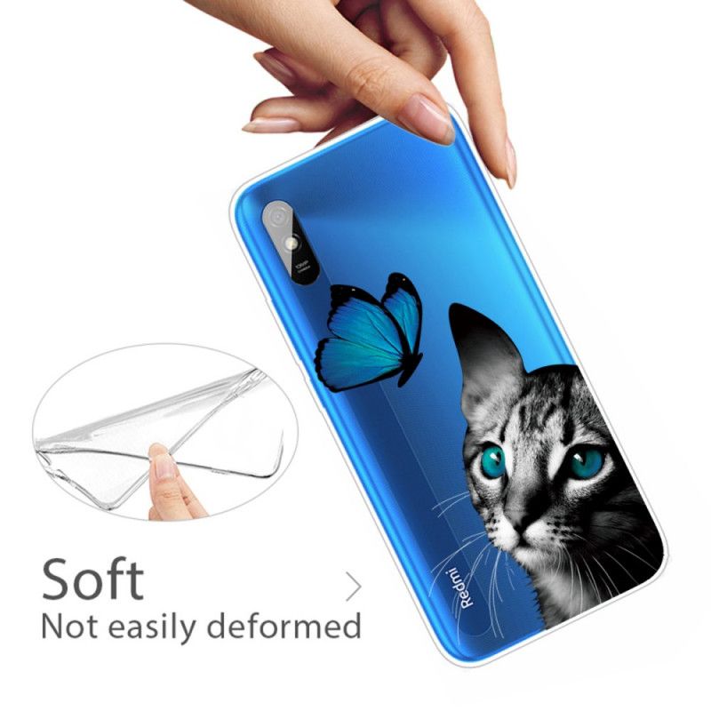 Cover for Xiaomi Redmi 9A Kat Og Sommerfugl