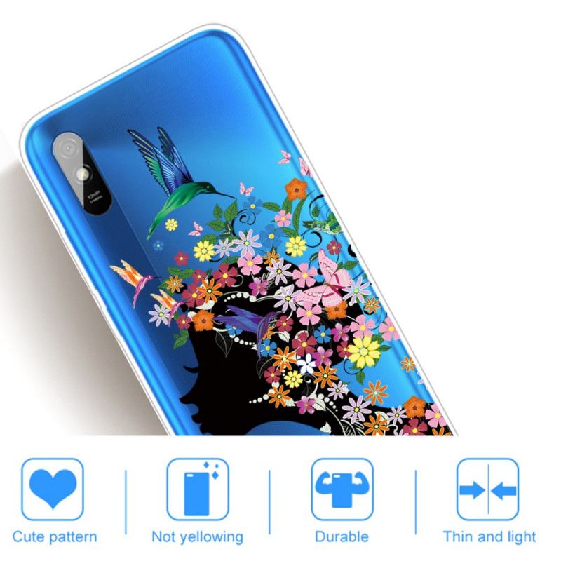 Cover for Xiaomi Redmi 9A Smukt Blomsterhoved