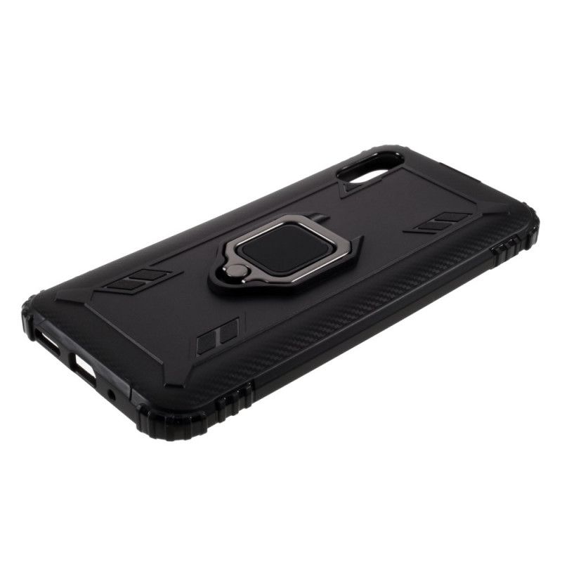 Cover for Xiaomi Redmi 9A Sort Ring I Kulfiberstil