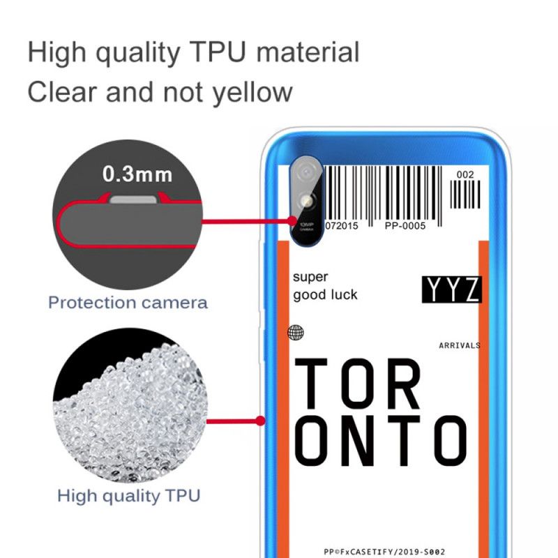 Cover Xiaomi Redmi 9A Boardingkort Til Toronto Original