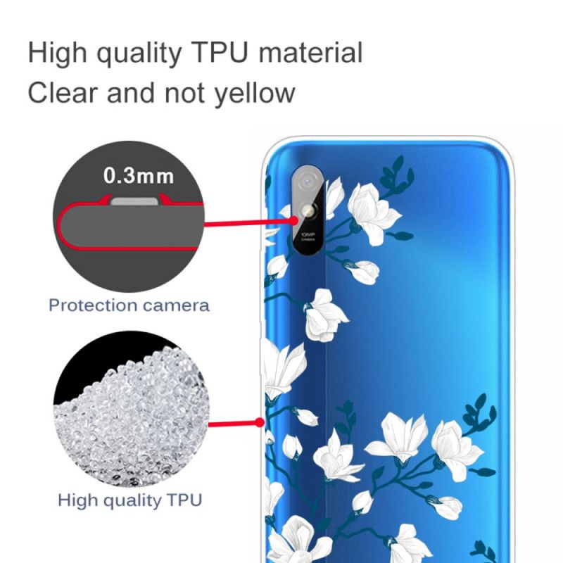 Cover Xiaomi Redmi 9A Hvide Blomster Original