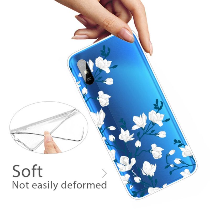 Cover Xiaomi Redmi 9A Hvide Blomster Original