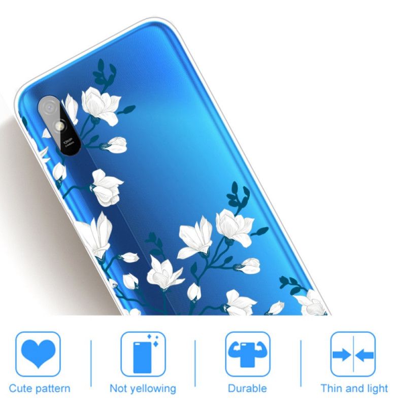 Cover Xiaomi Redmi 9A Hvide Blomster Original