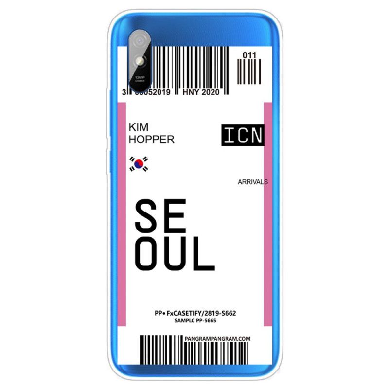 Cover Xiaomi Redmi 9A Magenta Boardingkort Til Seoul Original