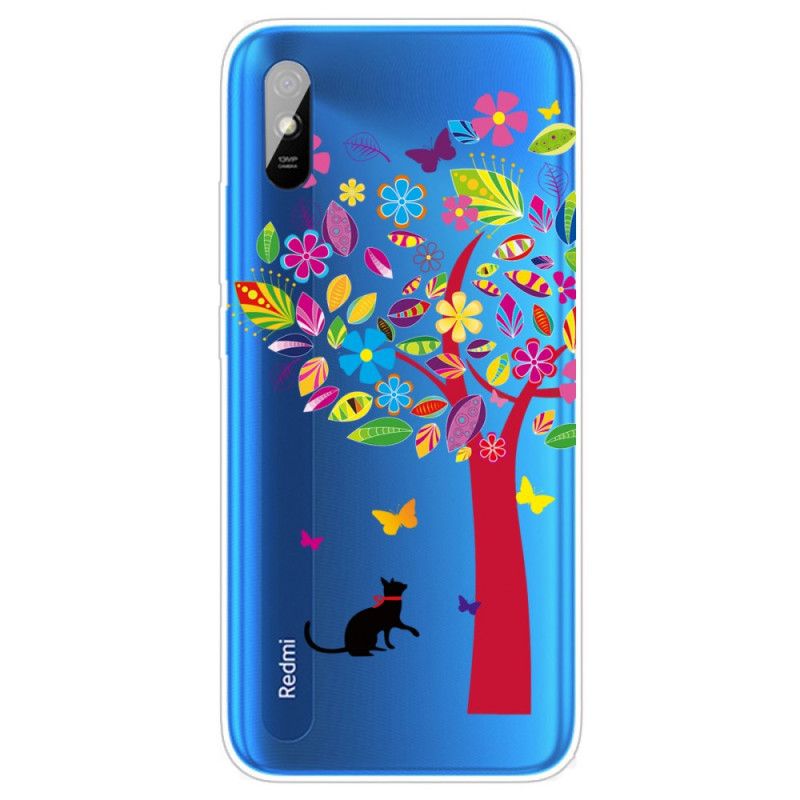 Cover Xiaomi Redmi 9A Mobilcover Kat Under Det Farvede Træ