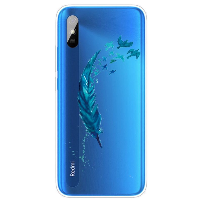 Cover Xiaomi Redmi 9A Mobilcover Smuk Blå Fjer