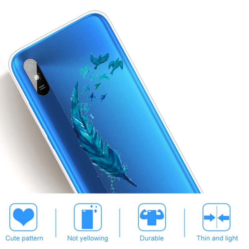 Cover Xiaomi Redmi 9A Mobilcover Smuk Blå Fjer