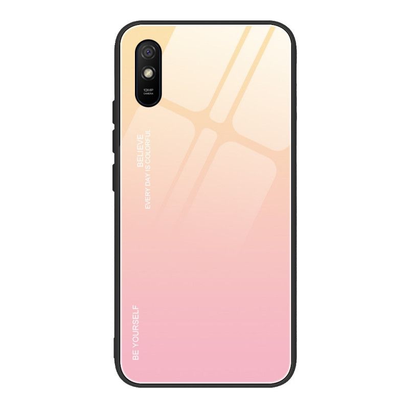 Cover Xiaomi Redmi 9A Rød Vær Dig Selv Hærdet Glas