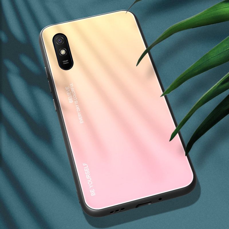 Cover Xiaomi Redmi 9A Rød Vær Dig Selv Hærdet Glas