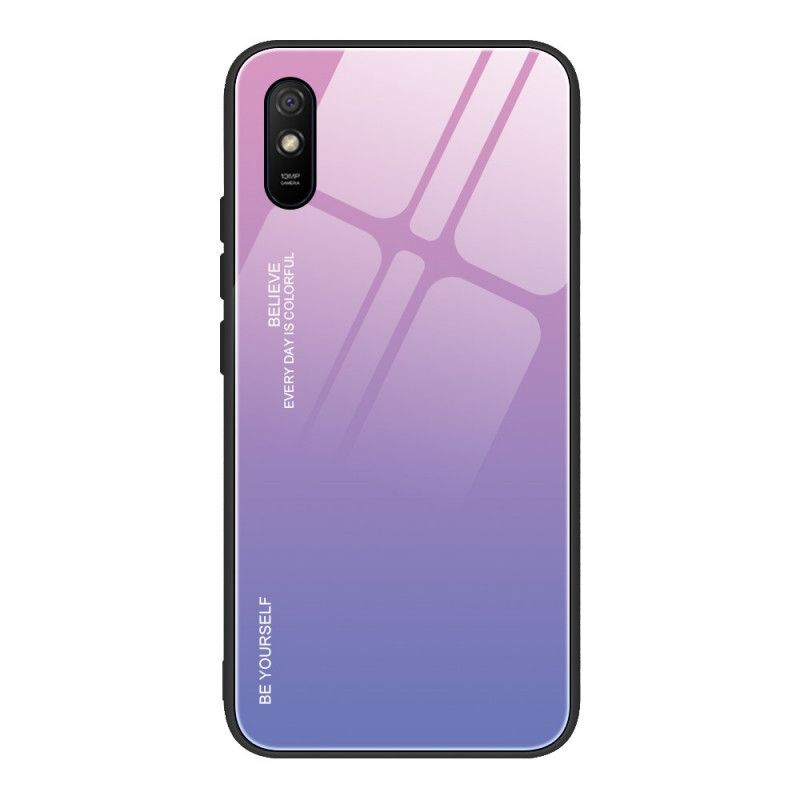 Cover Xiaomi Redmi 9A Rød Vær Dig Selv Hærdet Glas