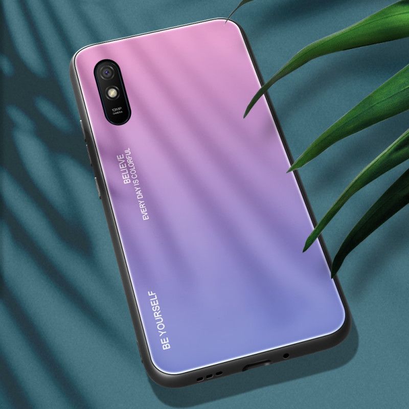 Cover Xiaomi Redmi 9A Rød Vær Dig Selv Hærdet Glas