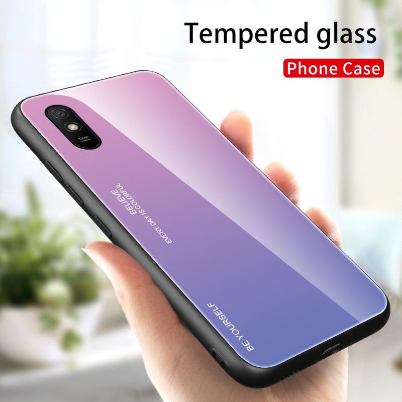 Cover Xiaomi Redmi 9A Rød Vær Dig Selv Hærdet Glas