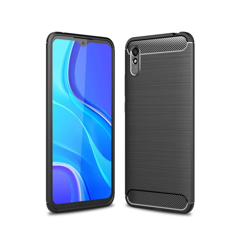 Cover Xiaomi Redmi 9A Sort Børstet Kulfiber