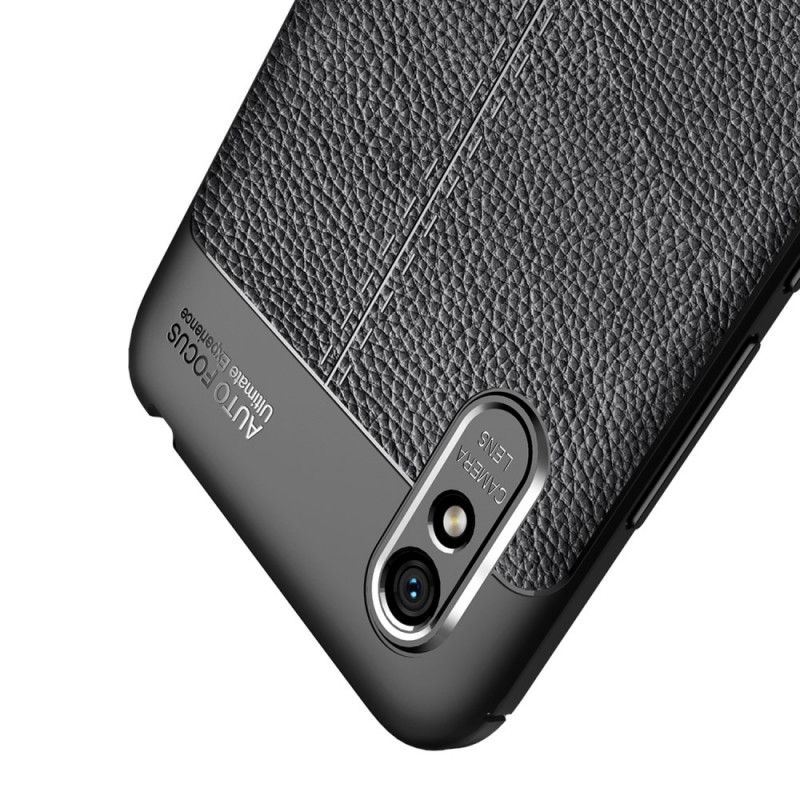 Cover Xiaomi Redmi 9A Sort Dobbelt Line Lychee Læder Effekt