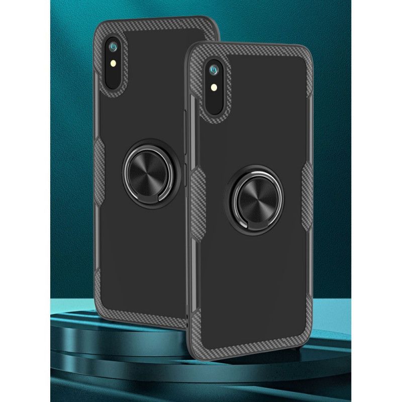 Cover Xiaomi Redmi 9A Sort Kulfiber Metalring