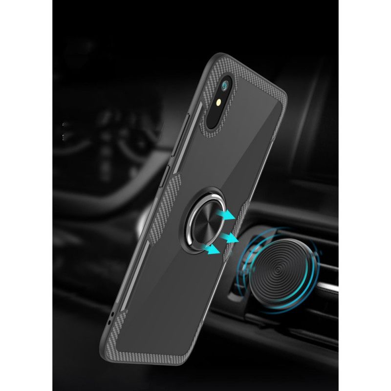 Cover Xiaomi Redmi 9A Sort Kulfiber Metalring