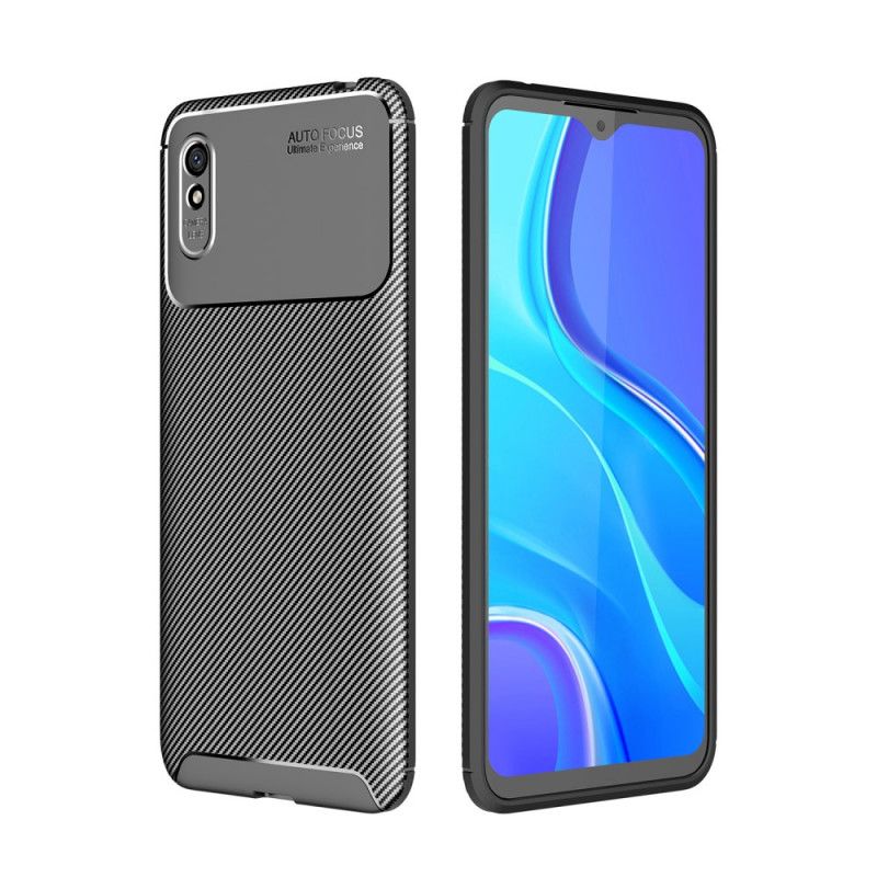 Cover Xiaomi Redmi 9A Sort Mobilcover Fleksibel Kulfiber