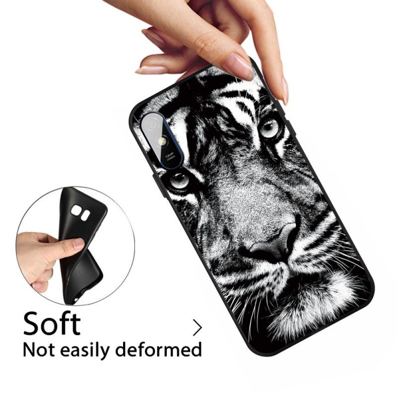 Cover Xiaomi Redmi 9A Sort Og Hvid Tiger Original