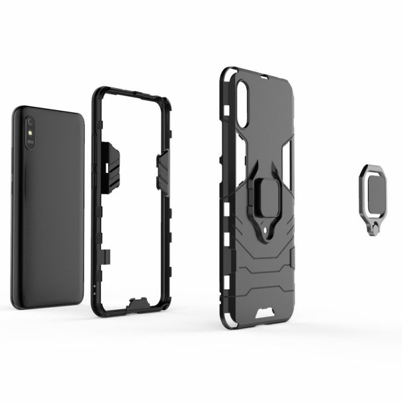 Cover Xiaomi Redmi 9A Sort Resistent Ring