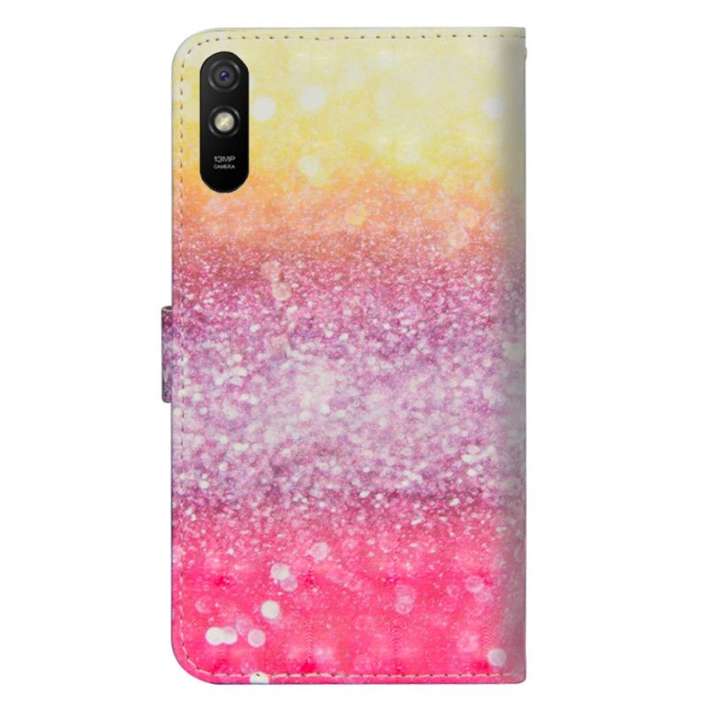 Flip Cover Læder for Xiaomi Redmi 9A Magenta Glittergradient