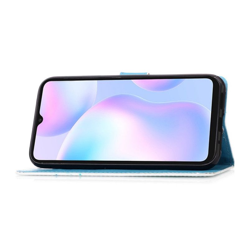 Flip Cover Læder for Xiaomi Redmi 9A Orange Mønstring Af Ternekatten Ernest