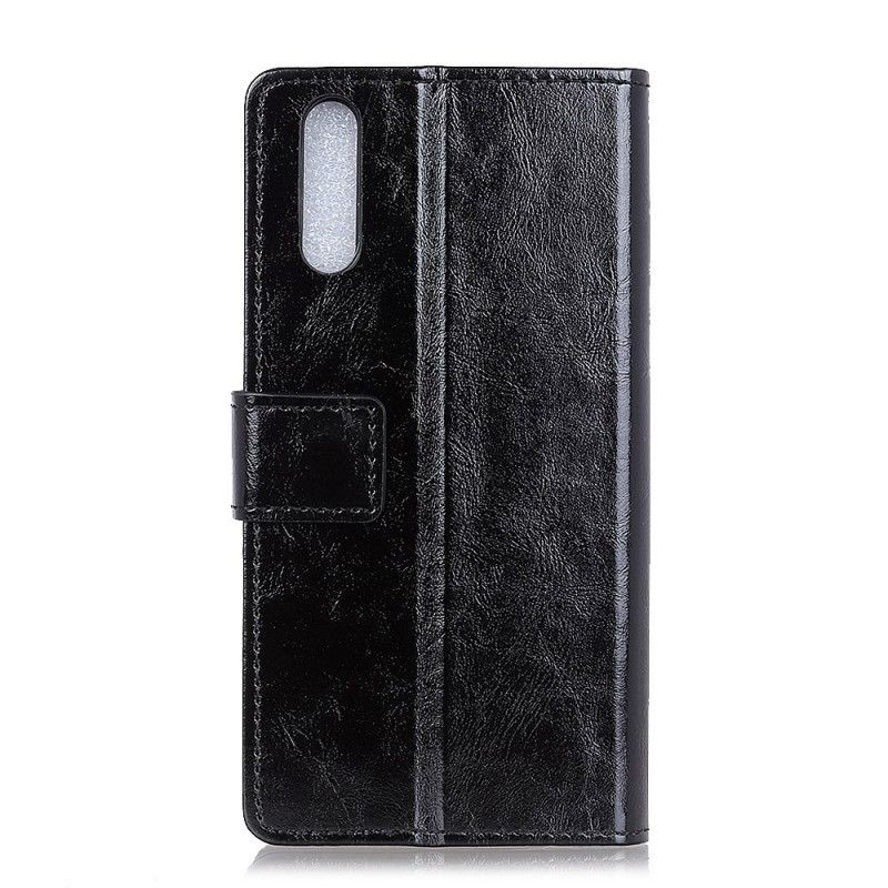 Flip Cover Læder for Xiaomi Redmi 9A Sort Skinnende Lædereffekt