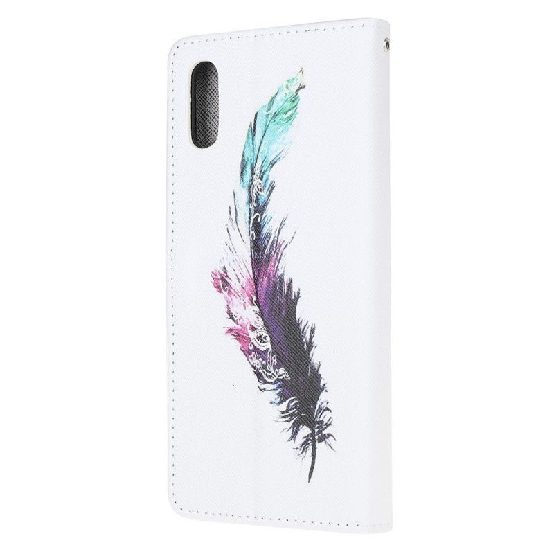 Flip Cover Læder Xiaomi Redmi 9A Fjer Med Rem Original