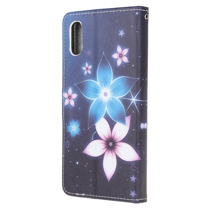 Flip Cover Læder Xiaomi Redmi 9A Måneblomster Med Rem