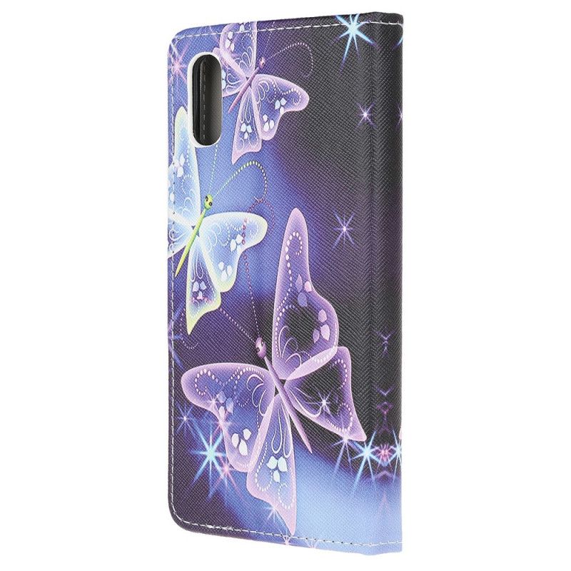 Flip Cover Læder Xiaomi Redmi 9A Neonsommerfugle