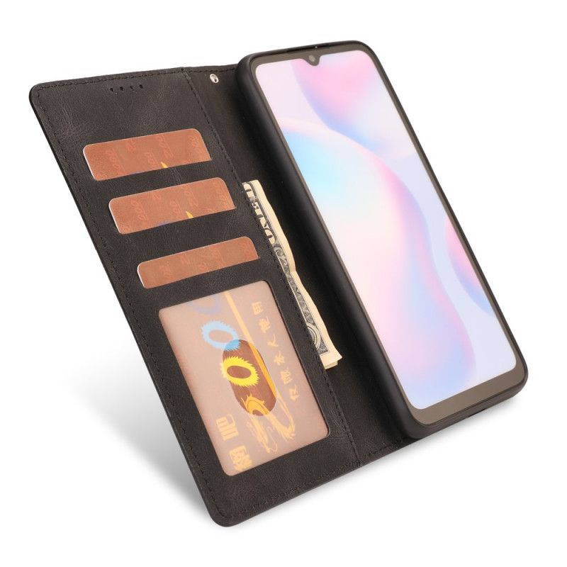 Flip Cover Læder Xiaomi Redmi 9A Sort Mat Overflade I Lædereffekt Original