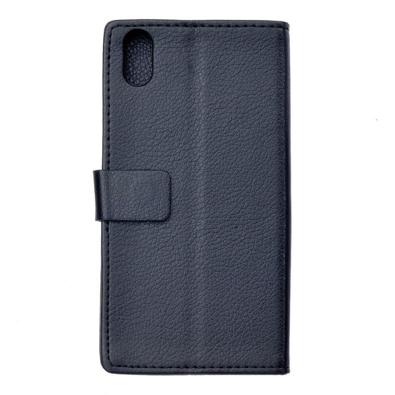 Flip Cover Læder Xiaomi Redmi 9A Sort Tekstureret Litchi Original