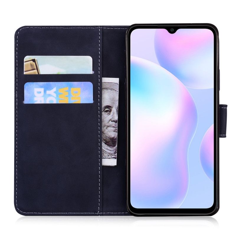 Flip Cover Læder Xiaomi Redmi 9A Sort Tiger Ansigtsprint