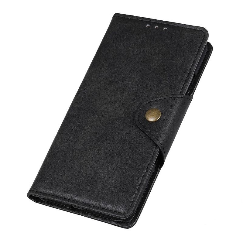 Flip Cover Læder Xiaomi Redmi 9A Sort Vintage Kunstlæder Og Knap Original