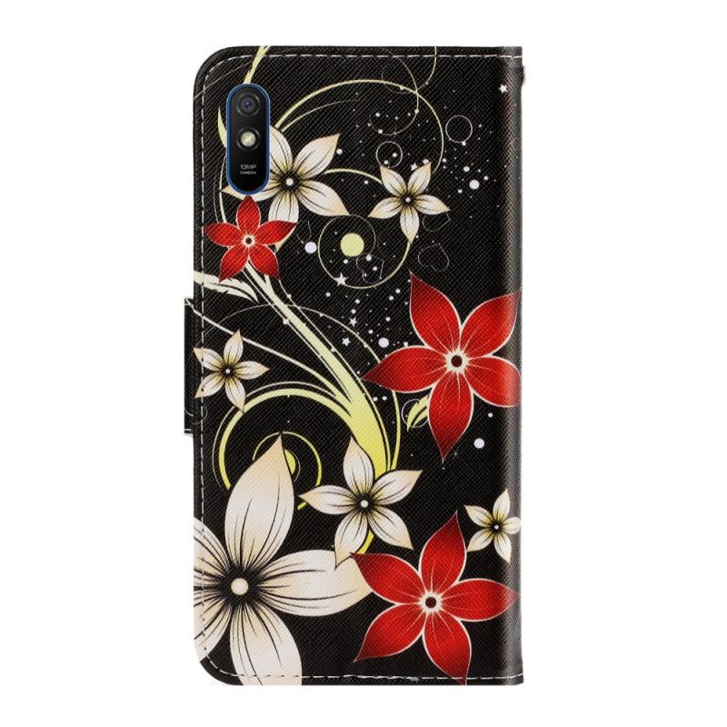 Flip Cover Xiaomi Redmi 9A Mobilcover Farverige Stringblomster