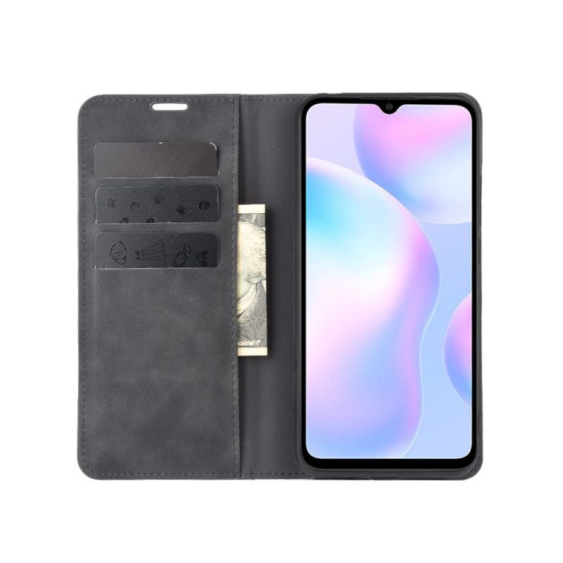 Læder Cover Xiaomi Redmi 9A Sort Blød Lædereffekt