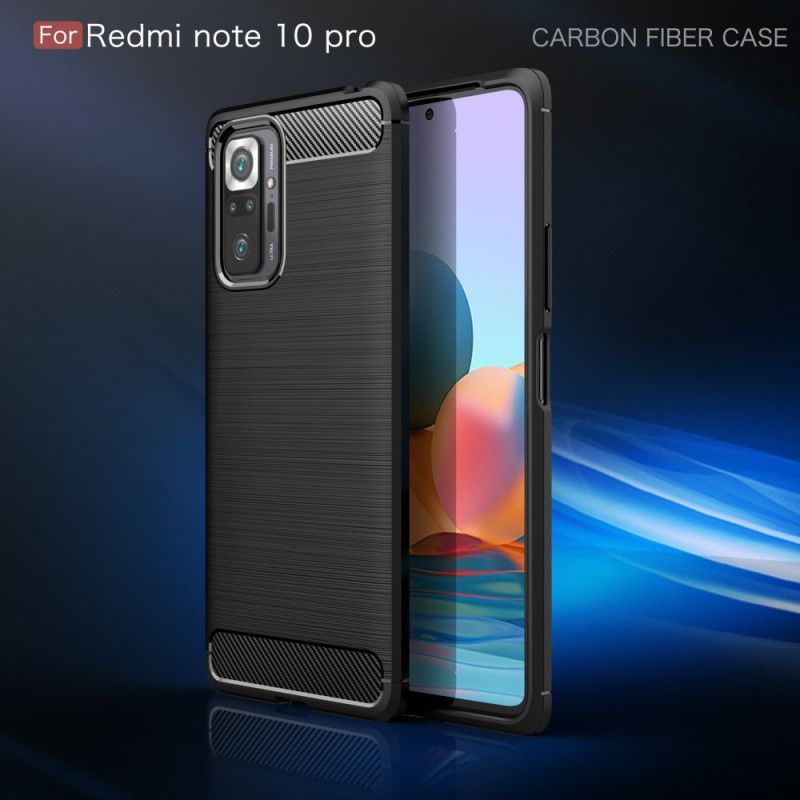 Cover for Xiaomi Redmi Note 10 Pro Sort Børstet Kulfiber