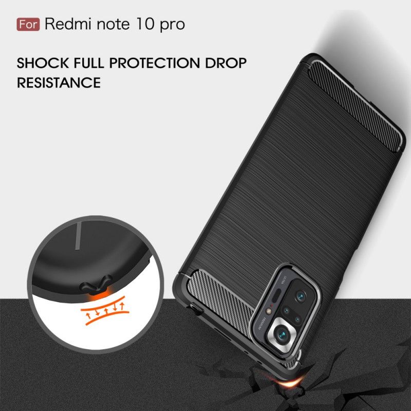 Cover for Xiaomi Redmi Note 10 Pro Sort Børstet Kulfiber