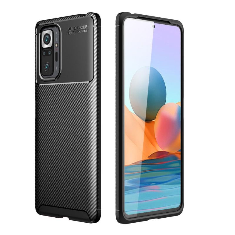 Cover Xiaomi Redmi Note 10 Pro Sort Fleksibel Kulfibertekstur