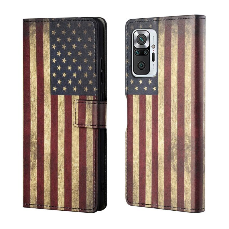 Flip Cover Læder Xiaomi Redmi Note 10 Pro Amerikansk Flag