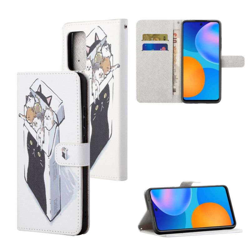 Flip Cover Læder Xiaomi Redmi Note 10 Pro Levering Af Stringkatte Original