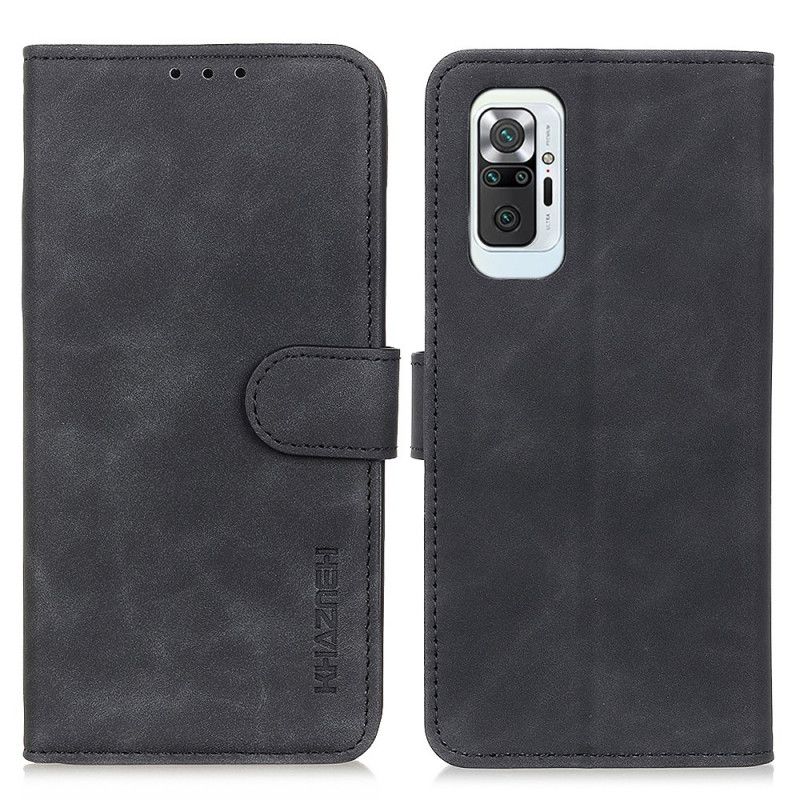 Flip Cover Læder Xiaomi Redmi Note 10 Pro Sort Vintage Khazneh Læder Effekt