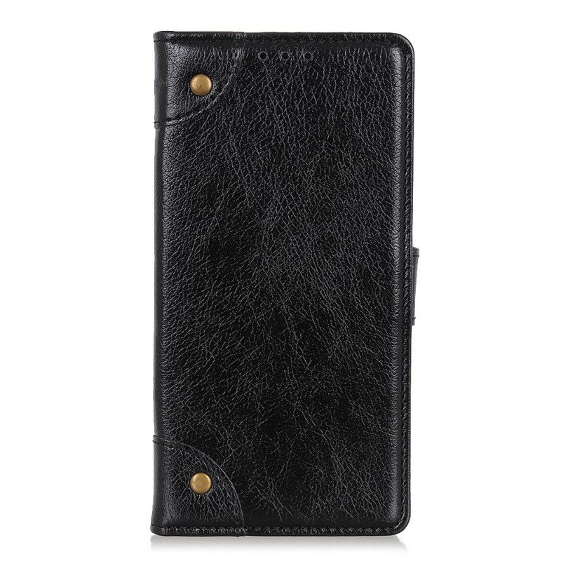 Flip Cover Læder Xiaomi Redmi Note 10 Pro Sort Vintage Nitter Nappalæder Stil