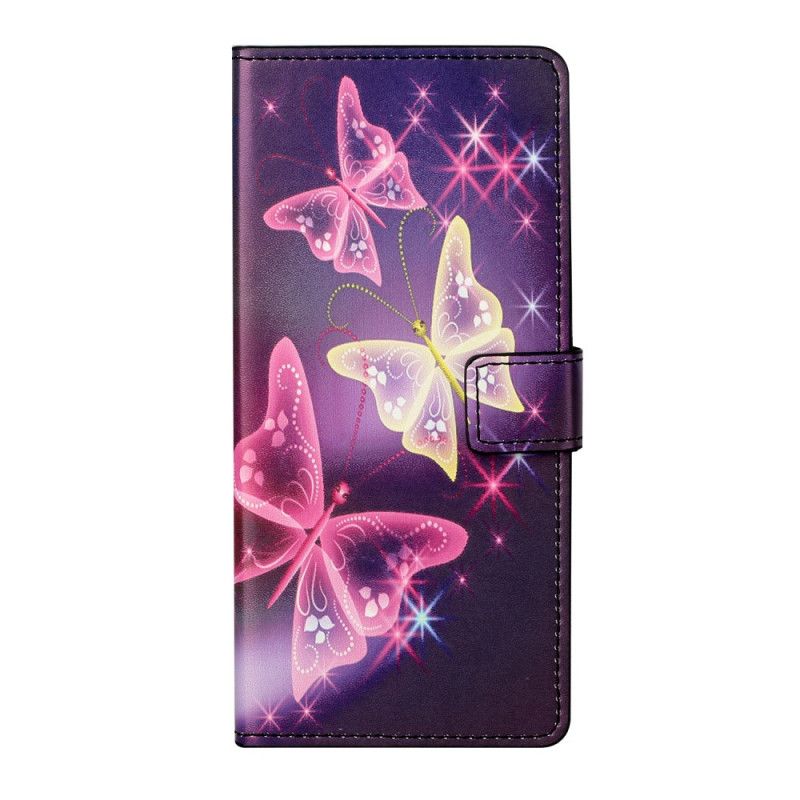 Flip Cover Xiaomi Redmi Note 10 Pro Sort Sommerfugle Og Blomster